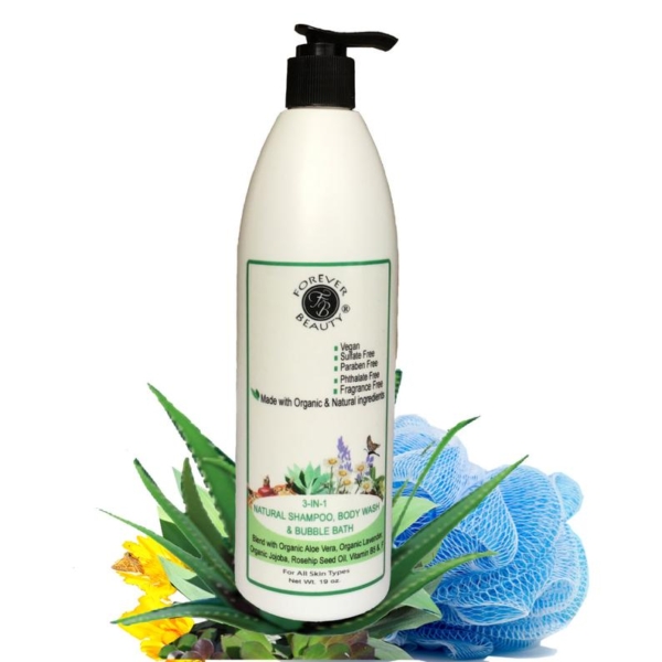 Natural Organic shampoo, wash and bubble bath 3in1|Aloe Vera|Vegan|Argan| Sulfate free, parabens free, Las free|SLES free|Natural shampoo